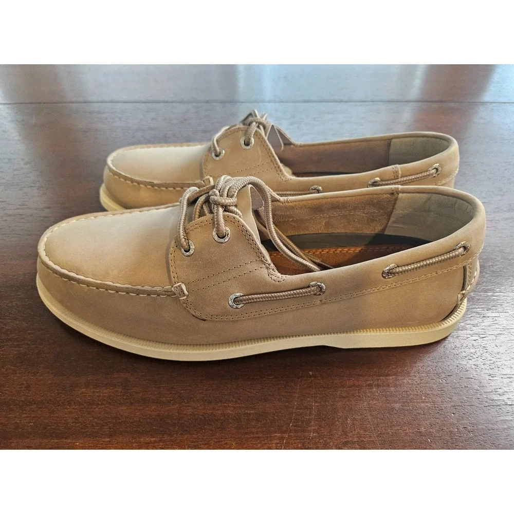 Dockers Men's 9.5 Leather Vargas‎ Manmade Boat Shoes Sand Color Made Pakistan